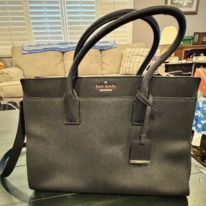 Kate Spade New York Cameron Street Candace satchel in black crosshatched leather